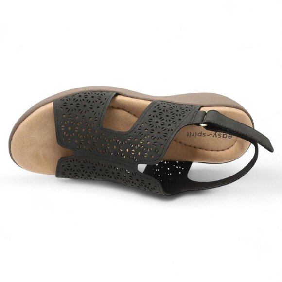 Easy Spirit Women's Kali Low Wedge Slingback Sandals - Black - Picture 3 of 5